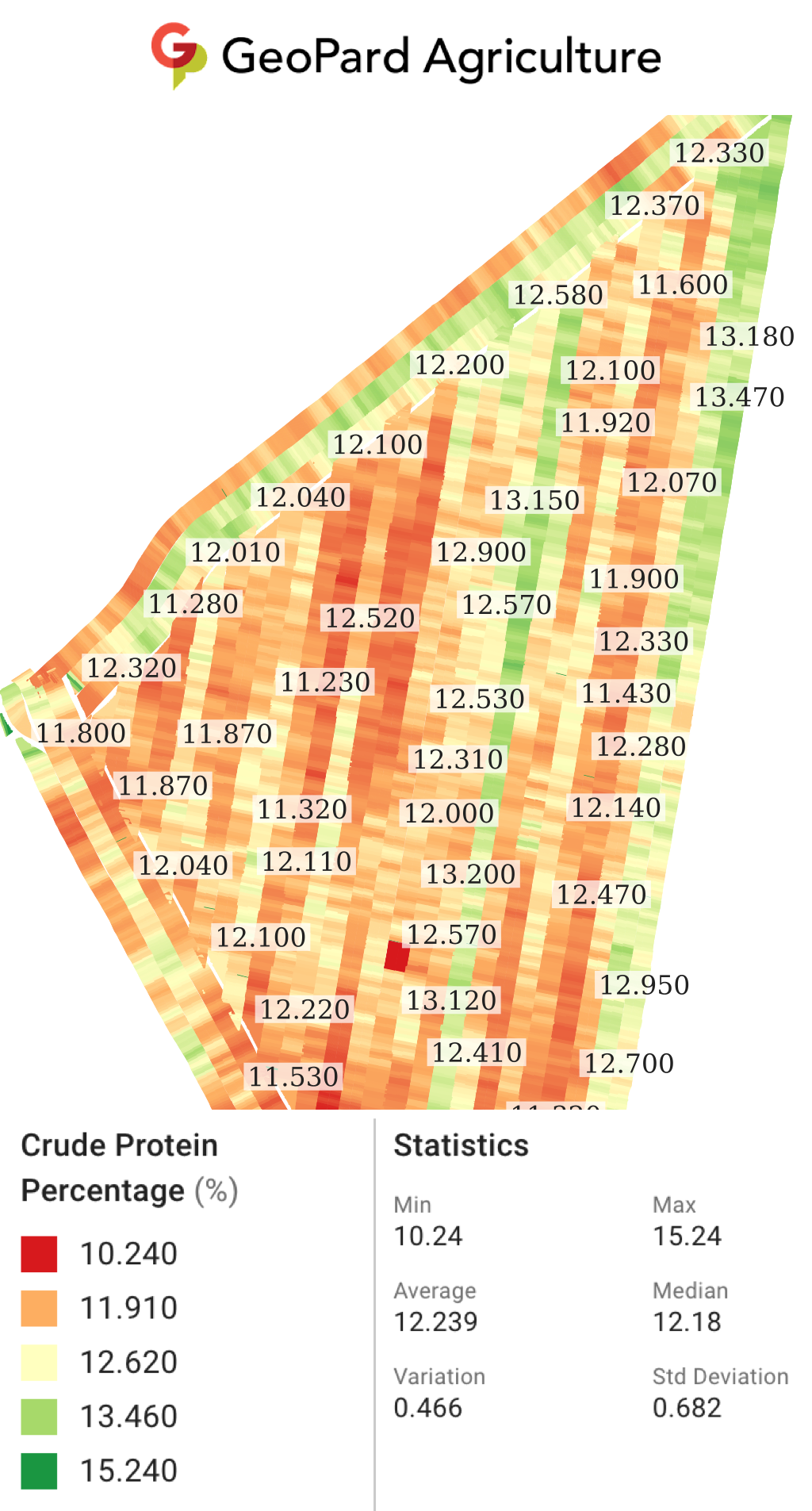Harvest map 2023-08-08 showing crude protein